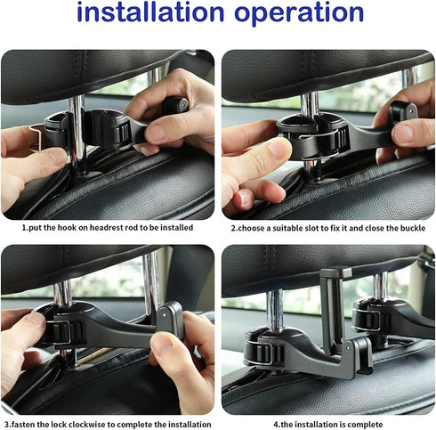 TOOVREN Upgraded 2 Pack Car Headrest Hidden Hook 2 in 1 Car Seat Hooks with Phone Holder for Purse, Backpacks,Toys,and Even Bottle Storage Organiz...